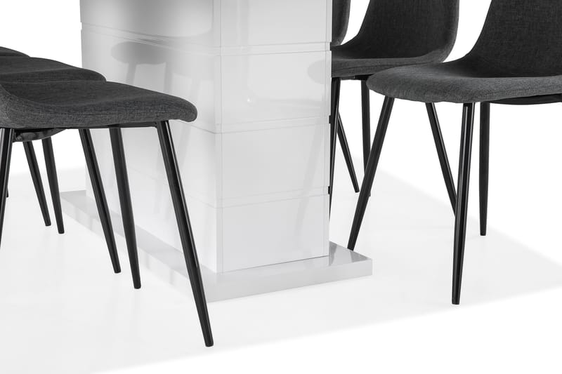 Ratliff Förlängningsbar Matgrupp 180 cm med 6 Nibe Stol - Vit/Grå/Svart - Möbler - Bord & matgrupper - Matgrupper