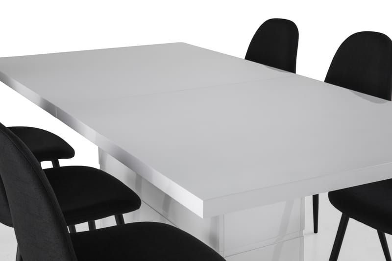 Ratliff Förlängningsbar Matgrupp 180 cm med 6 Nibe Stol - Vit/Svart - Möbler - Bord & matgrupper - Matgrupper