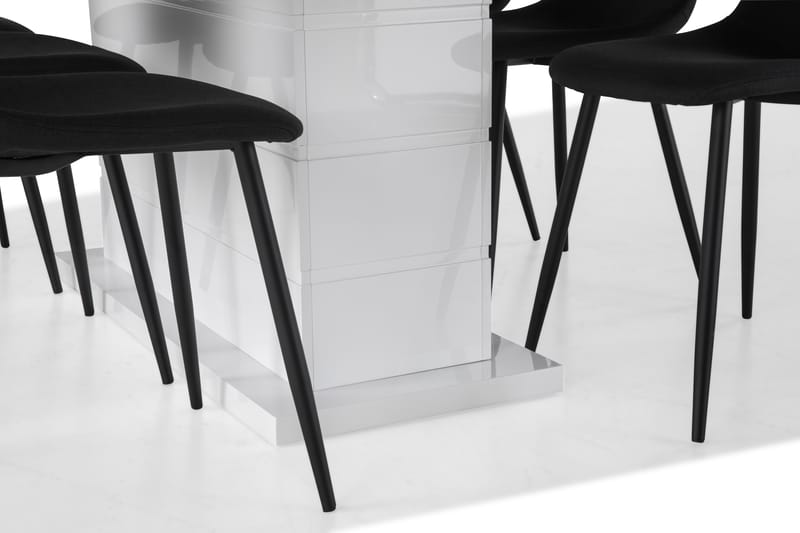 Ratliff Förlängningsbar Matgrupp 180 cm med 6 Nibe Stol - Vit/Svart - Möbler - Bord & matgrupper - Matgrupper