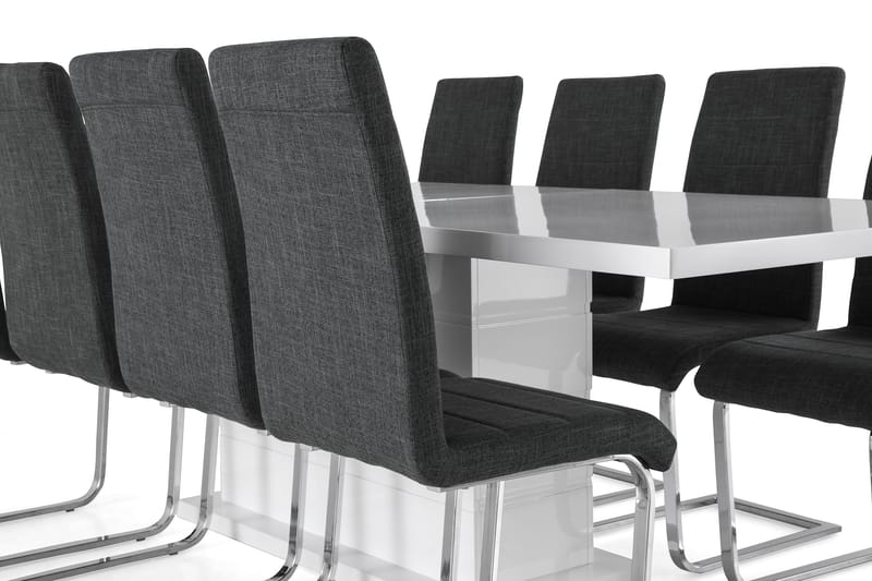 Ratliff Förlängningsbar Matgrupp 200 cm med 8 Cibus Stol - Vit/Grå/Krom - Möbler - Bord & matgrupper - Matgrupper
