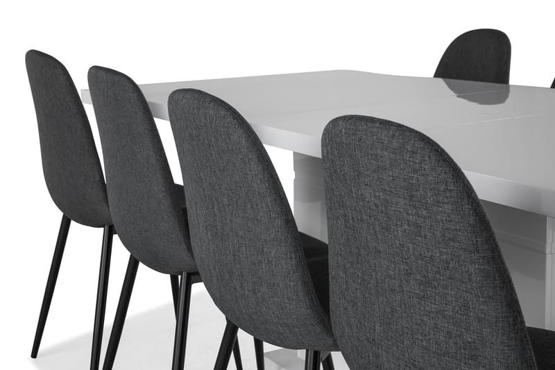 Ratliff Förlängningsbar Matgrupp 200 cm med 8 Nibe Stol - Vit/Grå/Svart - Möbler - Bord & matgrupper - Matgrupper