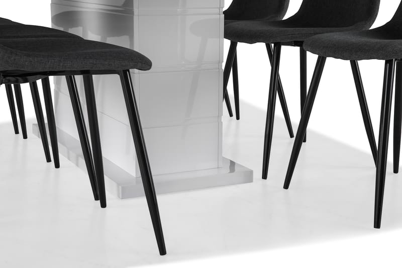 Ratliff Förlängningsbar Matgrupp 200 cm med 8 Nibe Stol - Vit/Grå/Svart - Möbler - Bord & matgrupper - Matgrupper