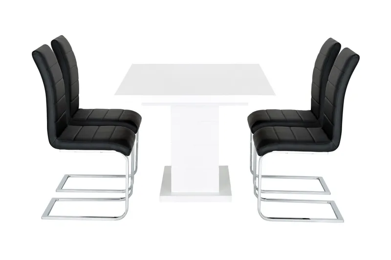 Ratliff Förlängningsbart Matgrupp 180 cm med 4 Cibus Stol - Vit/Svart - Möbler - Bord & matgrupper - Matgrupper