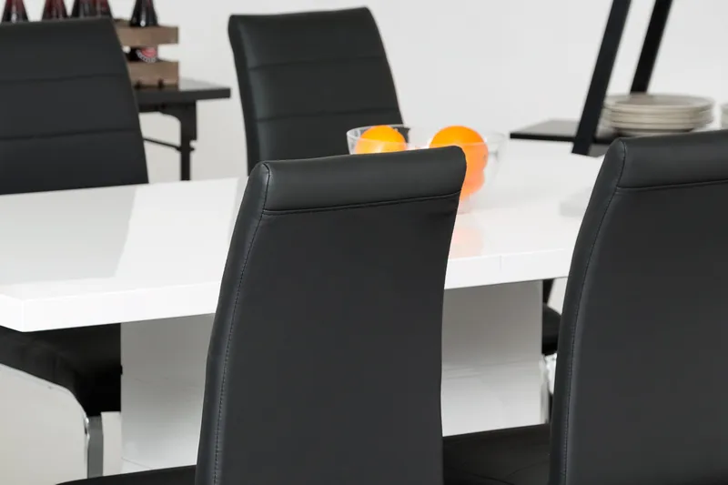 Ratliff Förlängningsbart Matgrupp 180 cm med 4 Cibus Stol - Vit/Svart - Möbler - Bord & matgrupper - Matgrupper