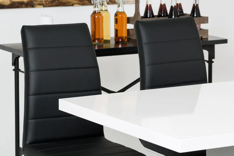 Ratliff Förlängningsbart Matgrupp 180 cm med 4 Cibus Stol - Vit/Svart - Möbler - Bord & matgrupper - Matgrupper