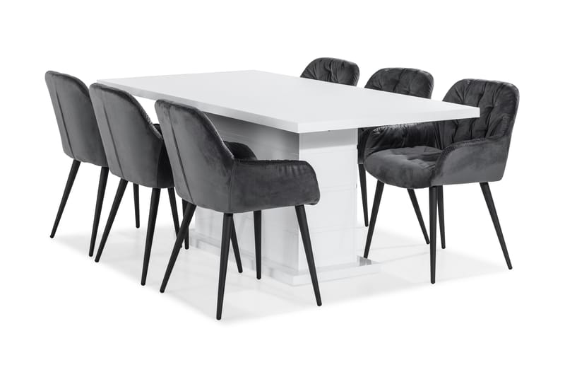 Ratliff Matbord 180 cm  6 st Giovanni Stol Sammet - Möbler - Bord & matgrupper - Matgrupper