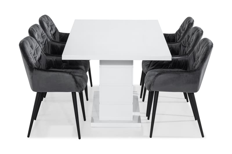 Ratliff Matbord 180 cm  6 st Giovanni Stol Sammet - Möbler - Bord & matgrupper - Matgrupper