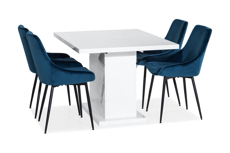 Ratliff Matgrupp 120 cm med 4 Alsarp Stol - Vit/Blå - Möbler - Bord & matgrupper - Matgrupper