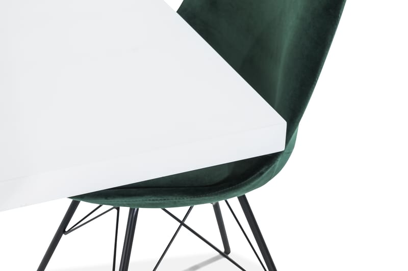 Ratliff Matgrupp 160 cm med 4 Shell Stol Sammet - Vit/Grön - Möbler - Bord & matgrupper - Matgrupper