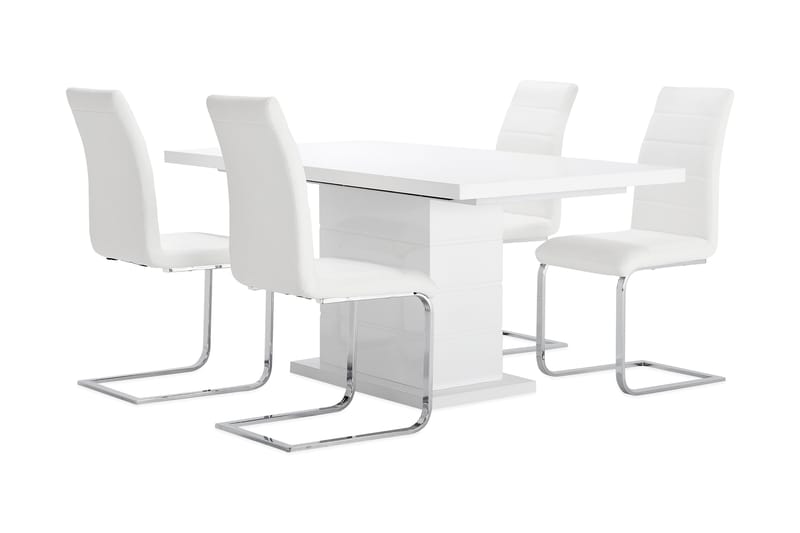 Ratliff Matgrupp 180 cm + 4 Sorado Stol - Vit/Krom - Möbler - Bord & matgrupper - Matgrupper