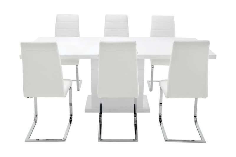 Ratliff Matgrupp 180 cm + 6 Sorado Stol - Vit/Krom - Möbler - Bord & matgrupper - Matgrupper