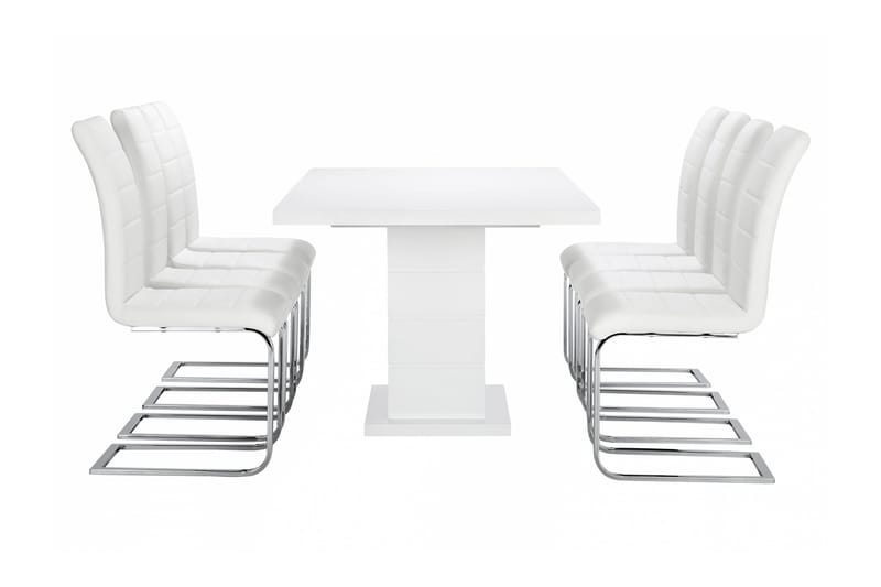 Ratliff Matgrupp 180 cm + 8 Sorado Stol - Vit/Krom - Möbler - Bord & matgrupper - Matgrupper