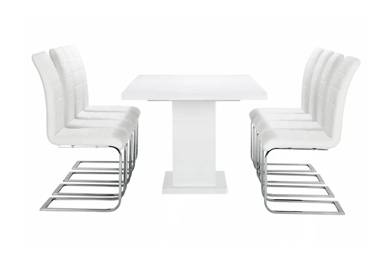 Ratliff Matgrupp 180 cm + 8 Sorado Stol - Vit/Krom - Möbler - Bord & matgrupper - Matgrupper