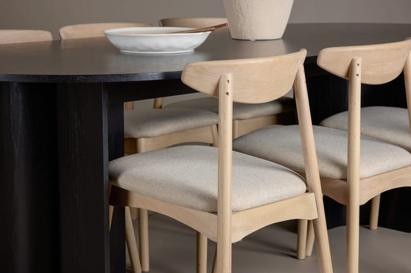 Rektangulär Matgrupp Tyresö 220 cm med 6 Ven Stolar - Svart/whitewash - Möbler - Bord & matgrupper - Matgrupper