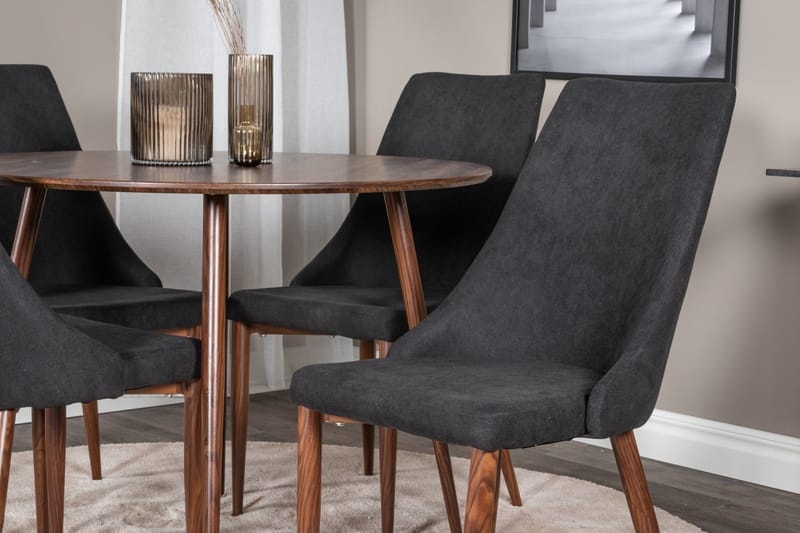 Ridones Matgrupp 100 cm Rund inkl 4 Campomar Stolar - Brun/Svart - Möbler - Bord & matgrupper - Matgrupper