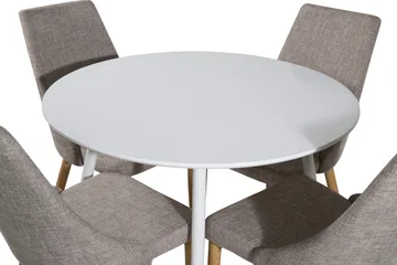Ridones Matgrupp 100 cm Rund inkl 4 Ludvig Stolar - Vit/Ljusgrå/Ek - Möbler - Bord & matgrupper - Matgrupper