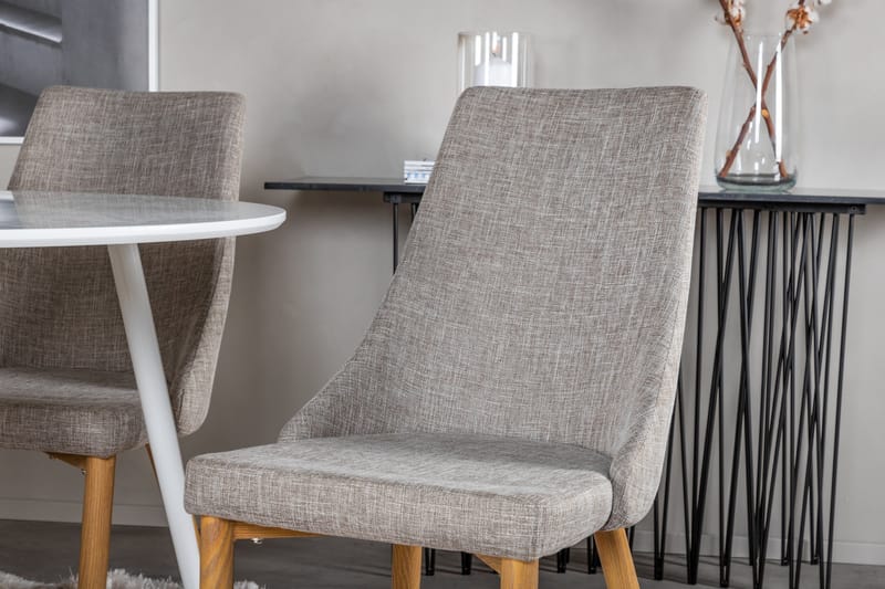 Ridones Matgrupp 100 cm Rund inkl 4 Ludvig Stolar - Vit/Ljusgrå/Ek - Möbler - Bord & matgrupper - Matgrupper