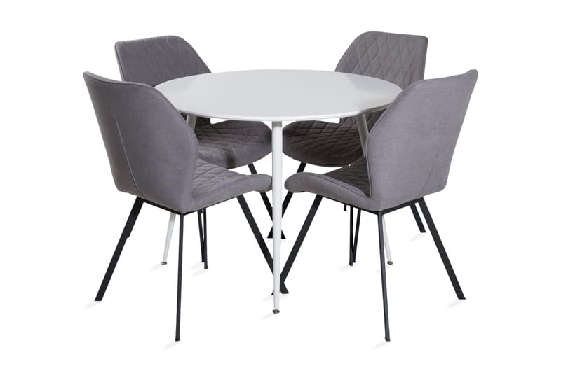 Ridones Matgrupp 100 cm Rund inkl 4 Sumoas Stolar - Vit/Grå/Svart - Möbler - Bord & matgrupper - Matgrupper
