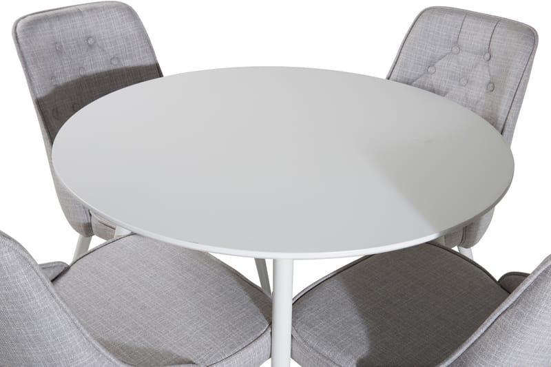 Ridones Matgrupp 100 cm Rund inkl 4 Valera Stolar - Vit/Grå - Möbler - Bord & matgrupper - Matgrupper