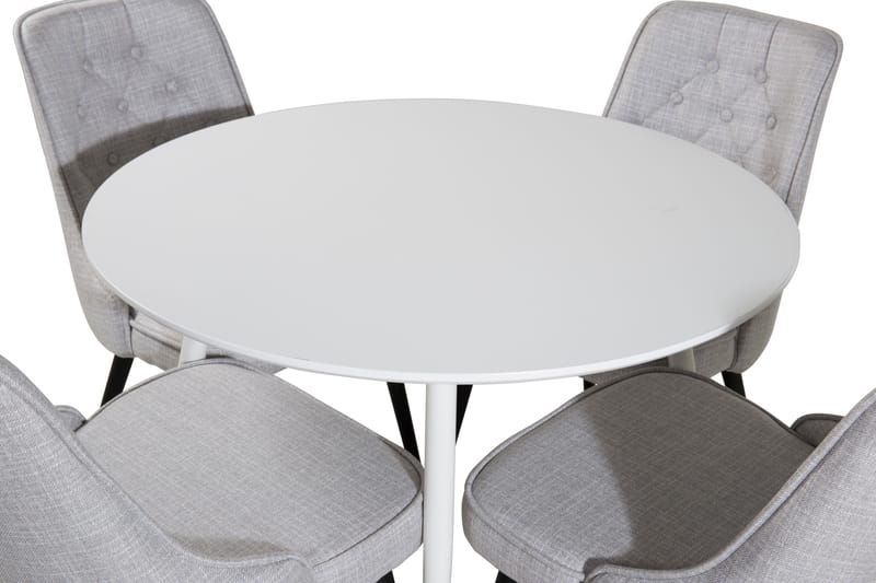 Ridones Matgrupp 100 cm Rund inkl 4 Valera Stolar - Vit/Grå - Möbler - Bord & matgrupper - Matgrupper