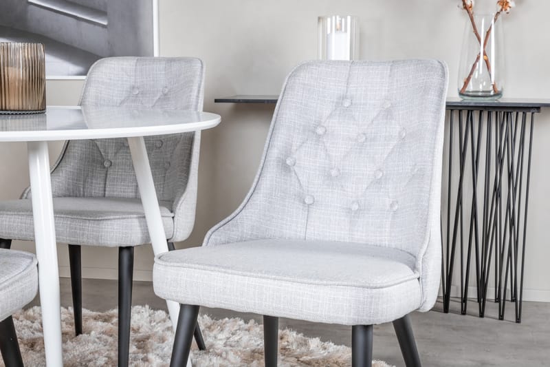 Ridones Matgrupp 100 cm Rund inkl 4 Valera Stolar - Vit/Grå - Möbler - Bord & matgrupper - Matgrupper