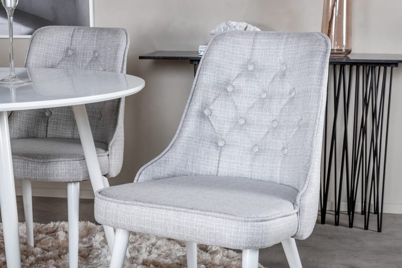 Ridones Matgrupp 100 cm Rund inkl 4 Valera Stolar - Vit/Grå - Möbler - Bord & matgrupper - Matgrupper