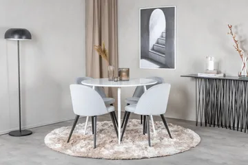 Ridones Matgrupp 100 cm Rund inkl 4 Valeri Manchesterstolar - Vit/Grå - Möbler - Bord & matgrupper - Matgrupper