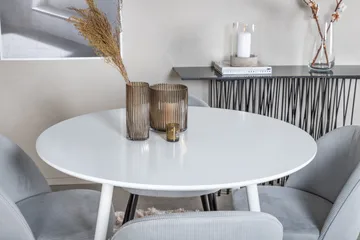 Ridones Matgrupp 100 cm Rund inkl 4 Valeri Manchesterstolar - Vit/Grå - Möbler - Bord & matgrupper - Matgrupper