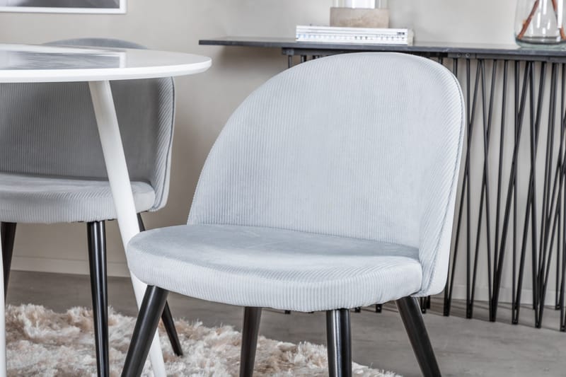 Ridones Matgrupp 100 cm Rund inkl 4 Valeri Manchesterstolar - Vit/Grå - Möbler - Bord & matgrupper - Matgrupper