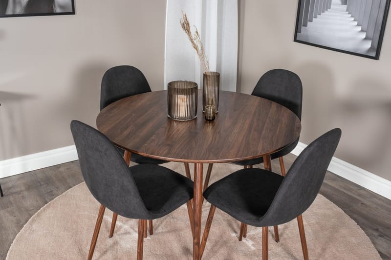 Ridones Matgrupp 100 cm Rund inkl 4 Ypas Stolar - Brun/Svart - Möbler - Bord & matgrupper - Matgrupper