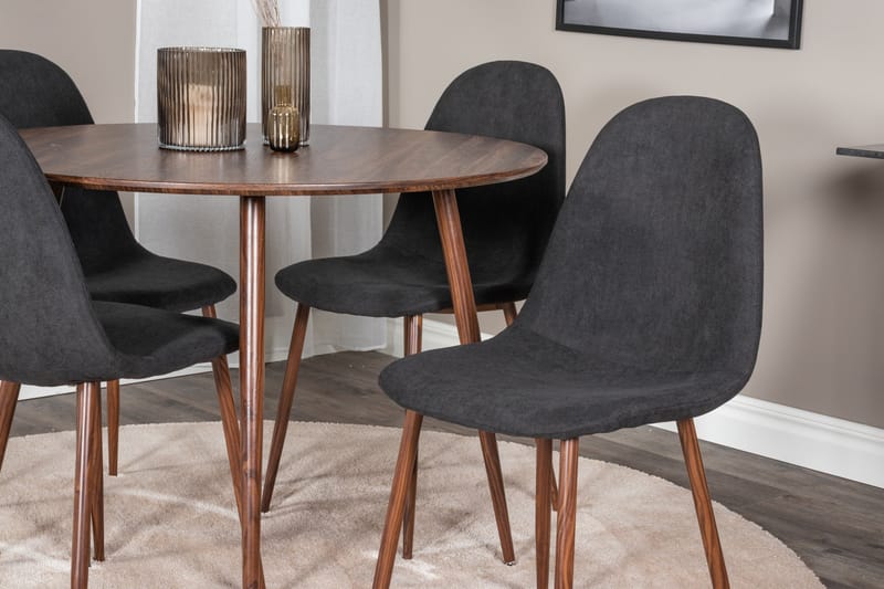 Ridones Matgrupp 100 cm Rund inkl 4 Ypas Stolar - Brun/Svart - Möbler - Bord & matgrupper - Matgrupper