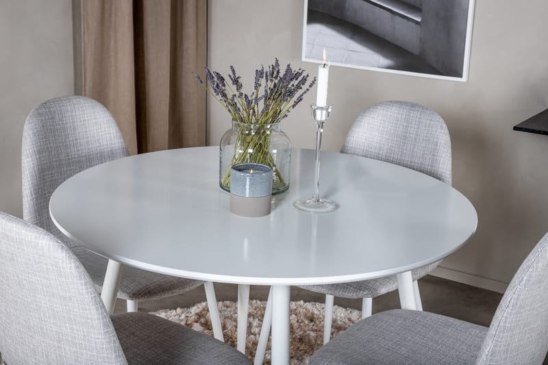 Ridones Matgrupp 100 cm Rund inkl 4 Ypas Stolar - Vit/Grå - Möbler - Bord & matgrupper - Matgrupper