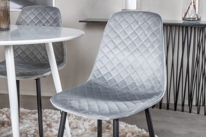 Ridones Matgrupp 100 cm Rund inkl 4 Ypas Stolar - Vit/Grå/Svart - Möbler - Bord & matgrupper - Matgrupper