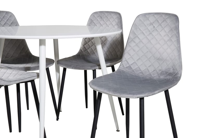 Ridones Matgrupp 100 cm Rund inkl 4 Ypas Stolar - Vit/Grå/Svart - Möbler - Bord & matgrupper - Matgrupper