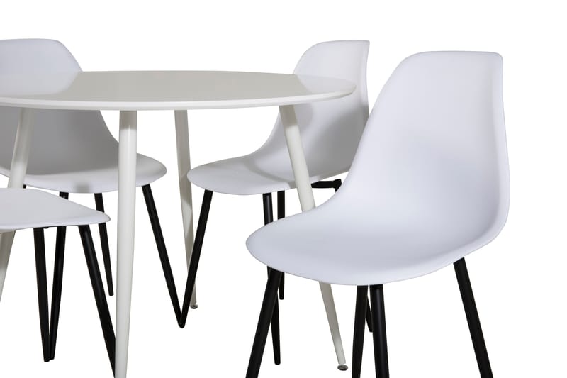 Ridones Matgrupp 100 cm Rund inkl 4 Ypas Stolar - Vit/Svart - Möbler - Bord & matgrupper - Matgrupper