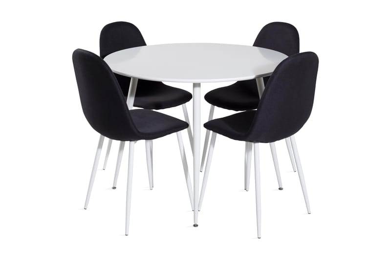 Ridones Matgrupp 100 cm Rund inkl 4 Ypas Stolar - Vit/Svart - Möbler - Bord & matgrupper - Matgrupper