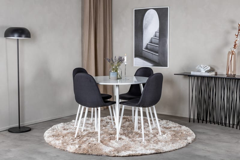 Ridones Matgrupp 100 cm Rund inkl 4 Ypas Stolar - Vit/Svart - Möbler - Bord & matgrupper - Matgrupper