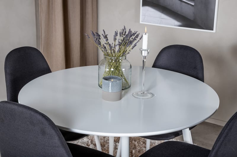 Ridones Matgrupp 100 cm Rund inkl 4 Ypas Stolar - Vit/Svart - Möbler - Bord & matgrupper - Matgrupper