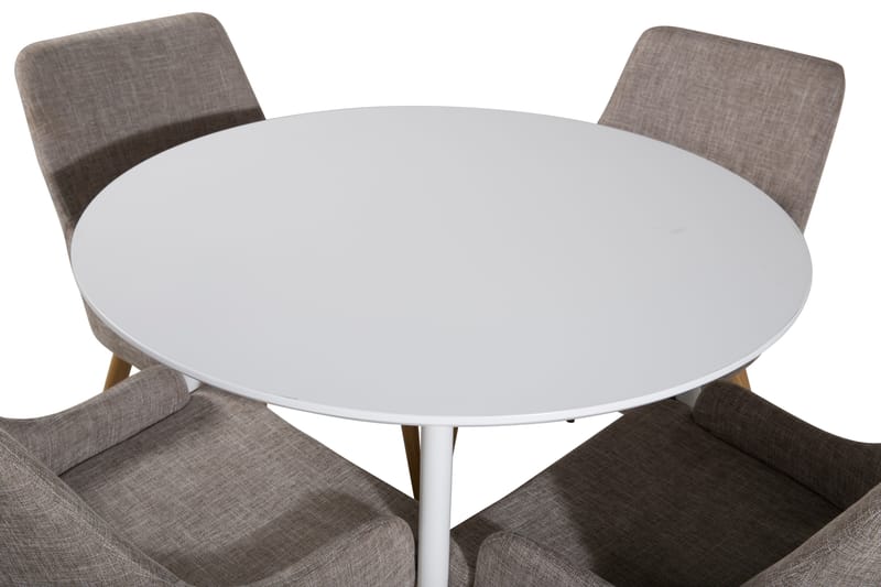 Ridones Matgrupp 100 cm Rund inkl 4 Pelle Stolar - Vit/Ljusgrå/Ek - Möbler - Bord & matgrupper - Matgrupper