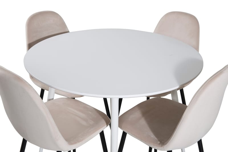 Ridones Matgrupp 100 cm Rund inkl 4 Pontus Stolar - Vit/Svart/Beige - Möbler - Bord & matgrupper - Matgrupper