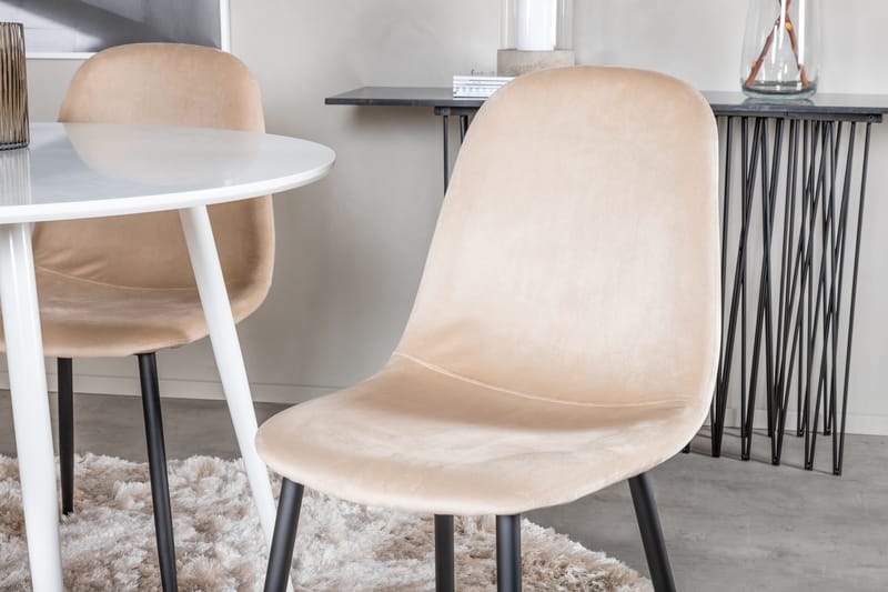 Ridones Matgrupp 100 cm Rund inkl 4 Pontus Stolar - Vit/Svart/Beige - Möbler - Bord & matgrupper - Matgrupper