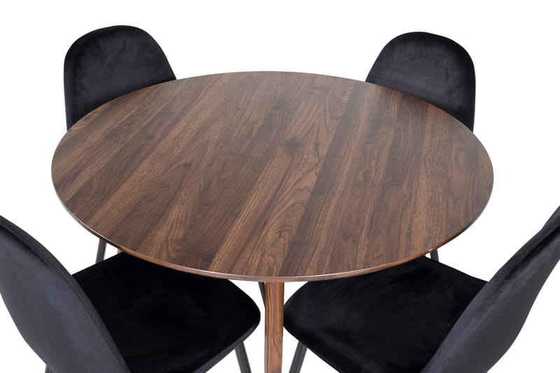 Ridones Matgrupp 100 cm Rund inkl 4 Pontus Stolar - Brun/Svart - Möbler - Bord & matgrupper - Matgrupper