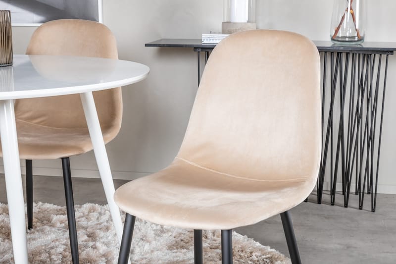 Ridones Matgrupp 100 cm Rund inkl 4 Pontus Stolar - Vit/Svart/Beige - Möbler - Bord & matgrupper - Matgrupper