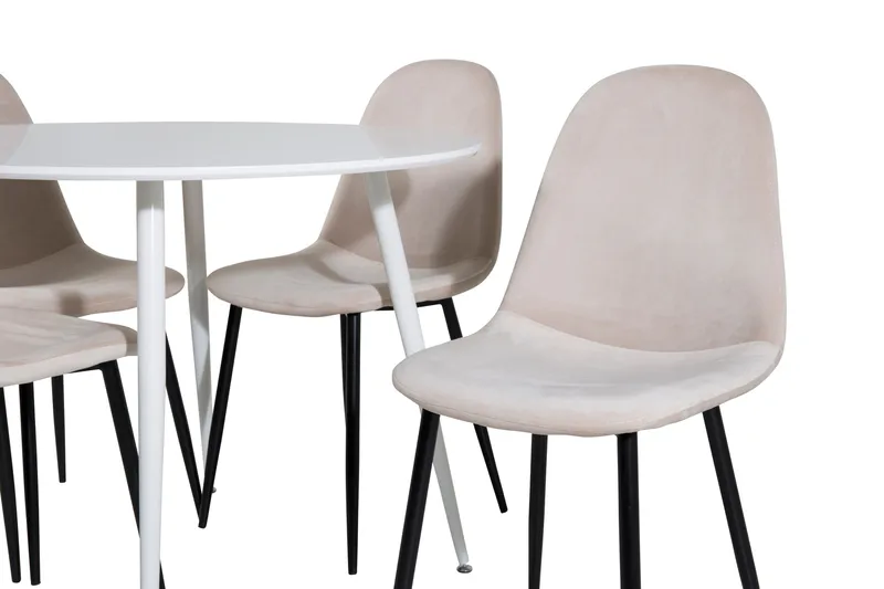 Ridones Matgrupp 100 cm Rund inkl 4 Pontus Stolar - Vit/Svart/Beige - Möbler - Bord & matgrupper - Matgrupper