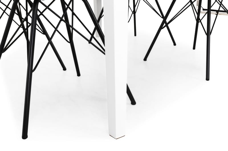 Romeo Matgrupp 140 cm med 4 Shell Stol - Betonglook/Vit/Svart PU/Svart - Möbler - Bord & matgrupper - Matgrupper