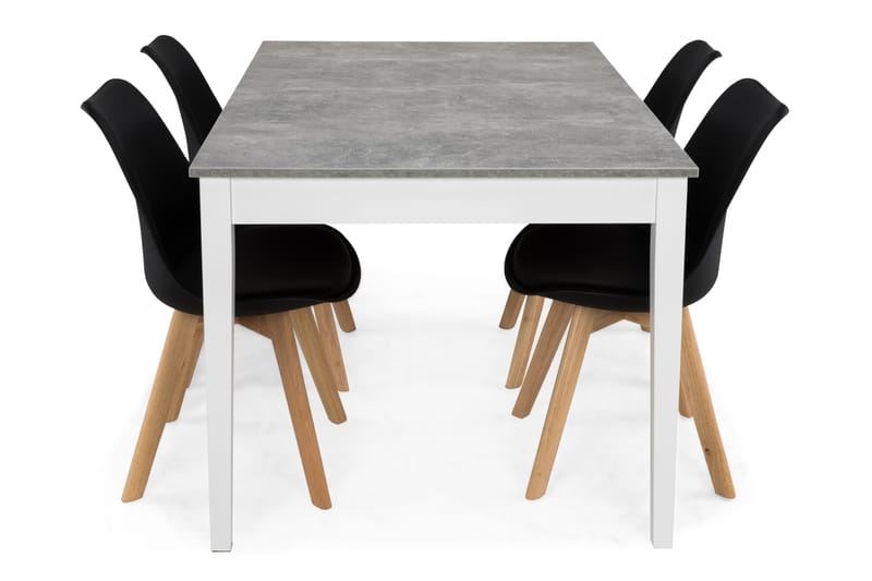 Romeo Matgrupp 140 cm med 4 Stil Stol - Betonglook/Vit/Svart/Trä - Möbler - Bord & matgrupper - Matgrupper