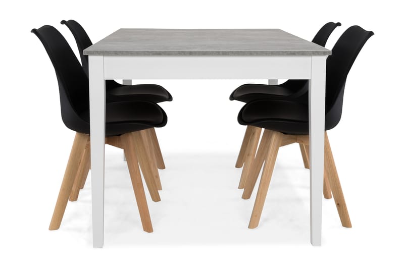 Romeo Matgrupp 140 cm med 4 Stil Stol - Betonglook/Vit/Svart/Trä - Möbler - Bord & matgrupper - Matgrupper