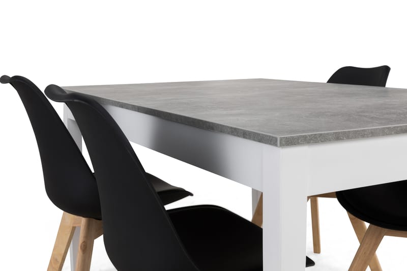 Romeo Matgrupp 140 cm med 4 Stil Stol - Betonglook/Vit/Svart/Trä - Möbler - Bord & matgrupper - Matgrupper