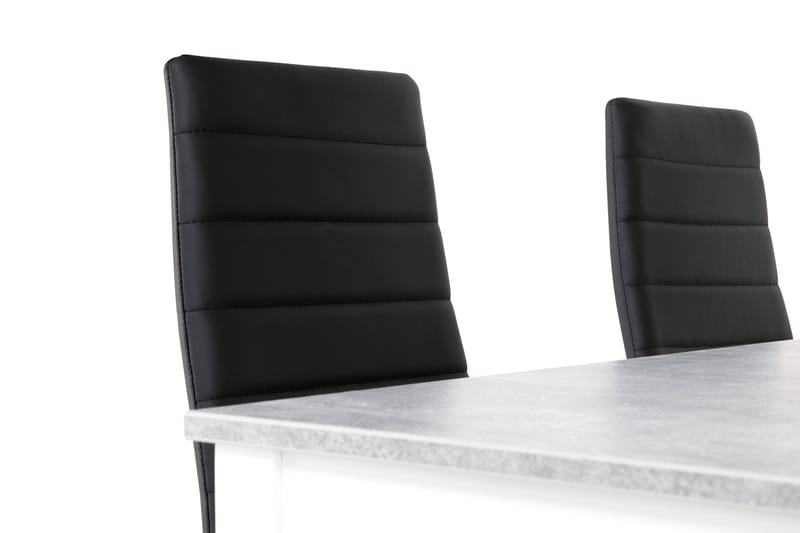 Romeo Matgrupp 140 cm med 4 Ted Stol - Betonglook/Vit/Svart - Möbler - Bord & matgrupper - Matgrupper