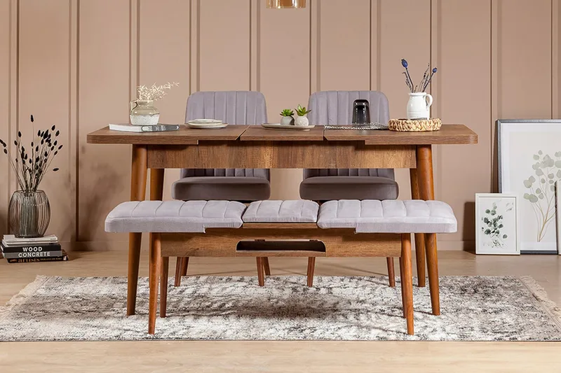 Shundrea Matgrupp 4 delar 75 cm - Valnöt - Möbler - Bord & matgrupper - Matgrupper